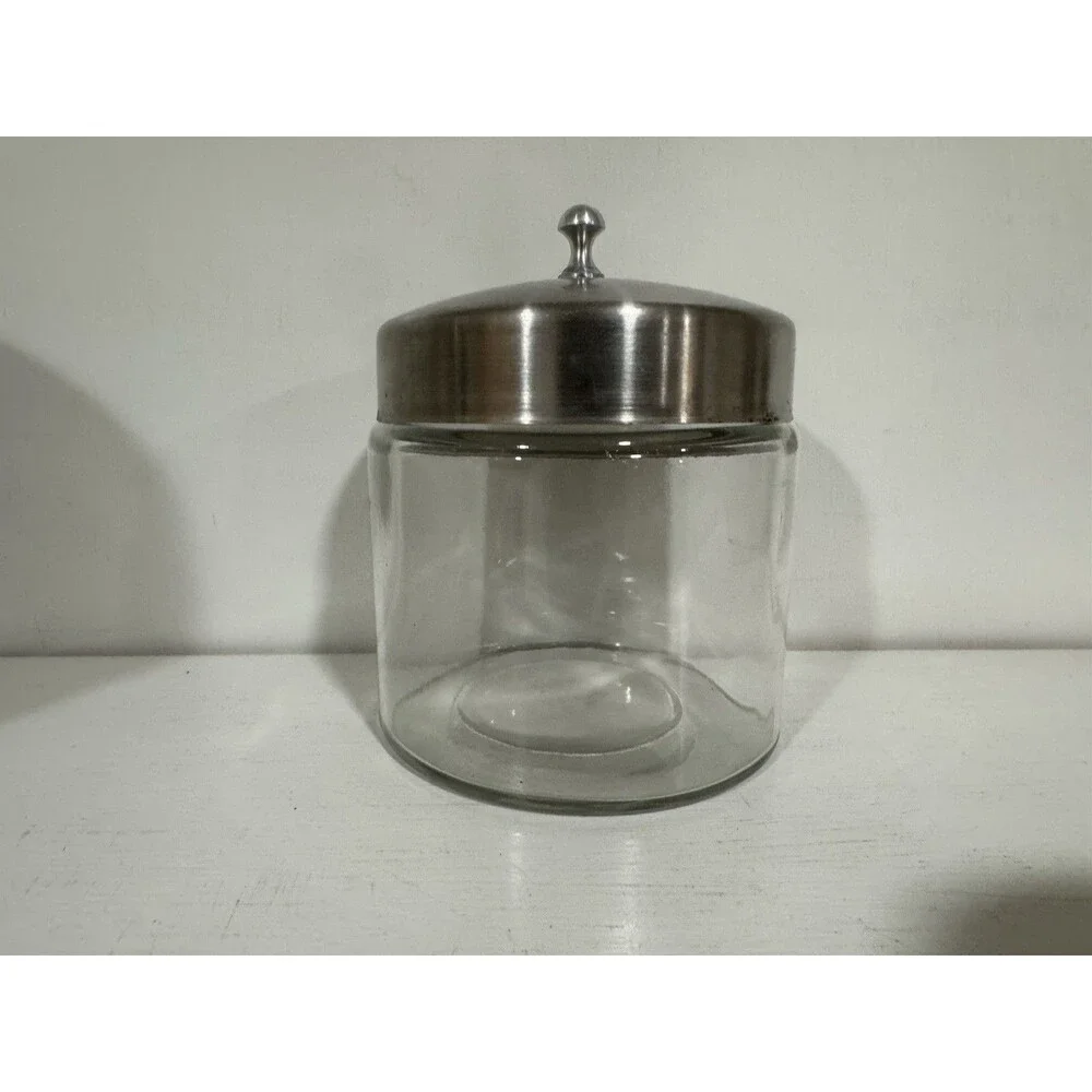 VTG Glass Profex Medical Jar 5”x4” Clear w/Lid Doctor Dentist Memorabilia